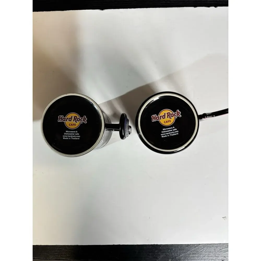 Lot Of 2 - Hard Rock Cafe Hollywood & Los Angeles Souvenir Mugs - Guitar Handle